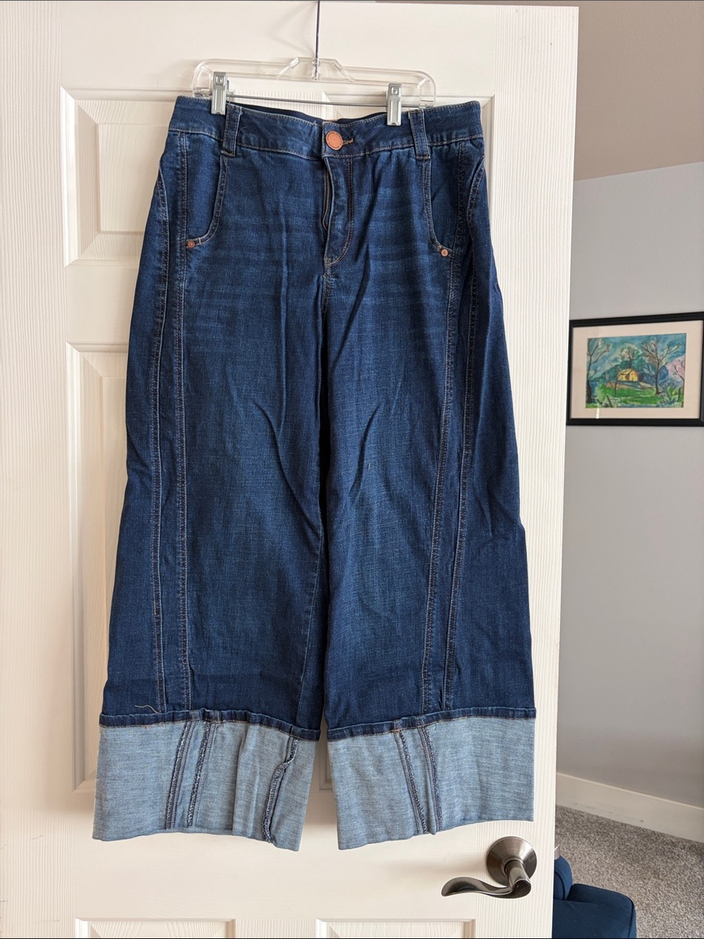 Democracy Two-Tone Wide Leg Jeans with Folded Cuffs